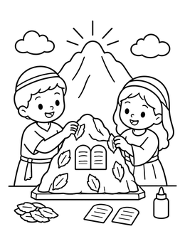 Free printable Children Decorating Mount Sinai Craft coloring page
