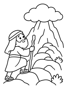 Free printable Moses Ascending Mount Sinai coloring page