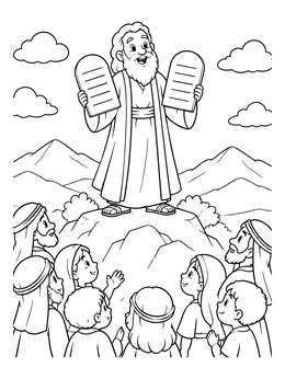 Free printable Moses On Mount Sinai With The Tablets coloring page