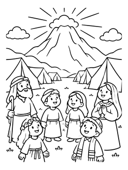 Free printable Family Camp At Mount Sinai coloring page