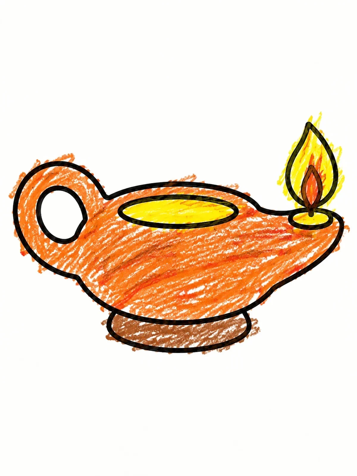 Colored example of the Simple Ancient Clay Oil Lamp coloring page