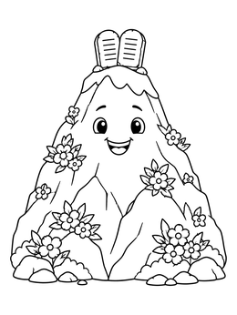 Free printable Smiling Mount Sinai With Blooming Flowers coloring page