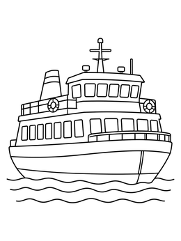 Free printable Harbor Ferry On The Water coloring page