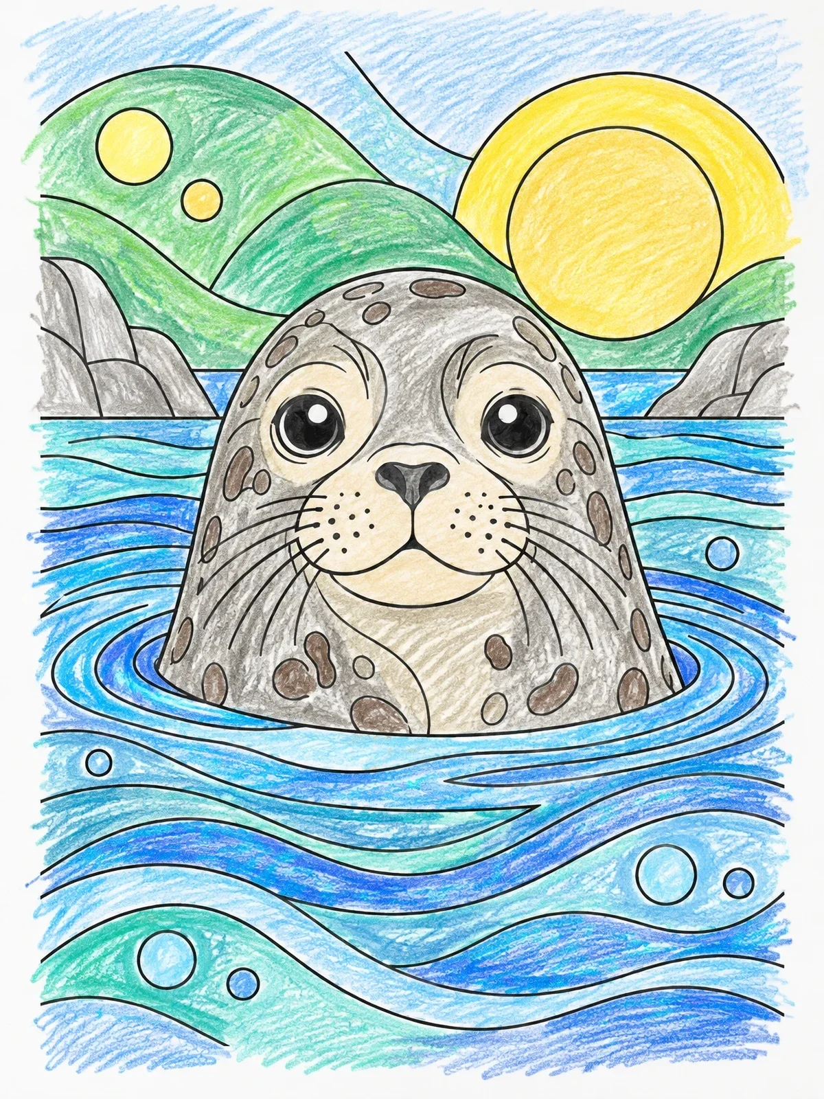 Colored example of the Harbor Seal In San Francisco Bay coloring page