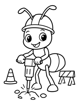Free printable Hardhat Ant With Jackhammer coloring page