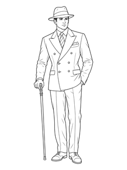 A stylish gentleman in a suit on this harlem renaissance coloring page.