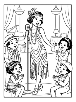 Free printable Jazz Singer Performing On Stage coloring page