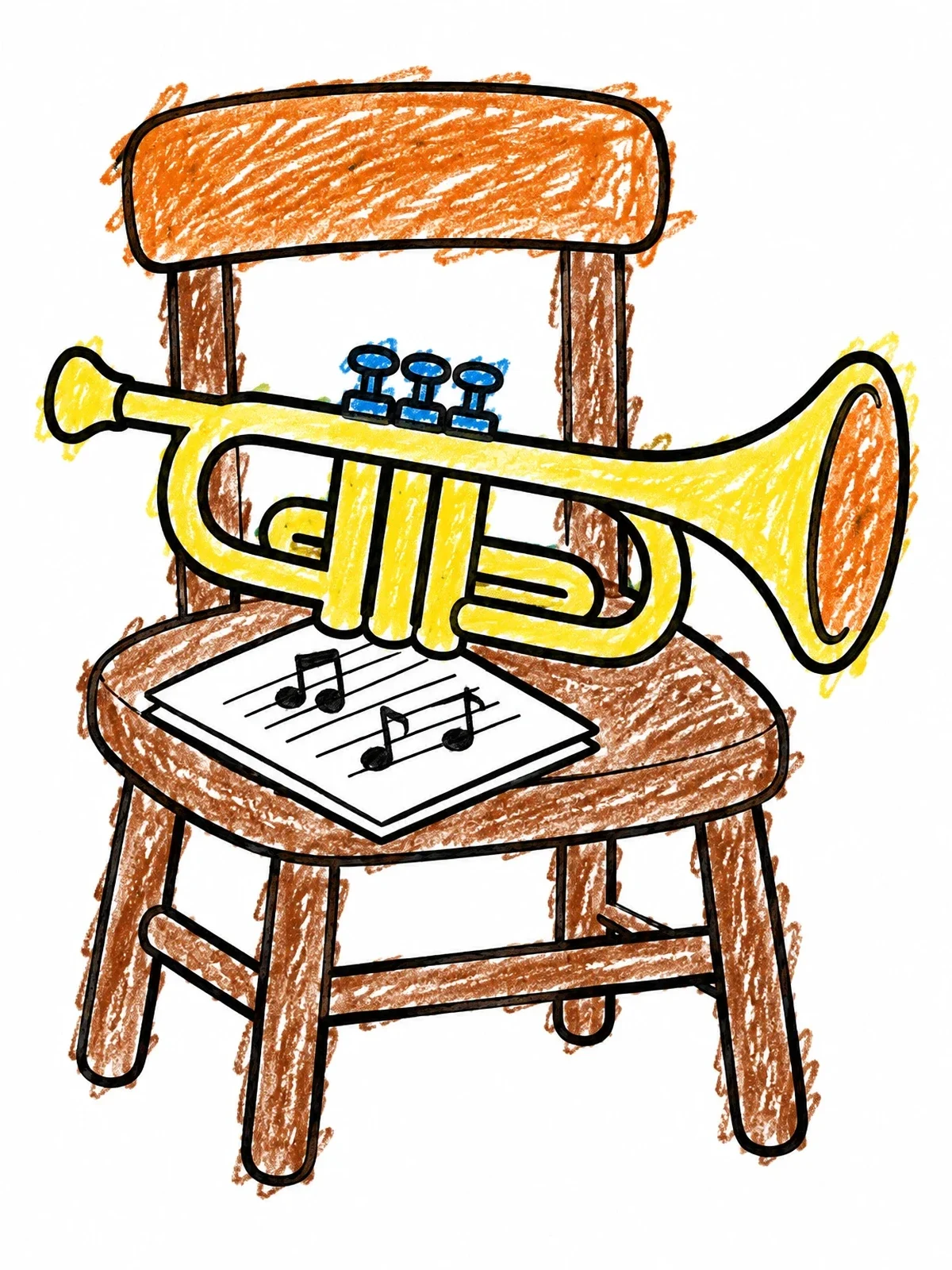 Colored example of the Jazz Trumpet And Sheet Music coloring page