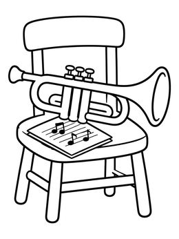 Free printable Jazz Trumpet And Sheet Music coloring page