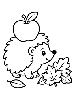 Free printable Cute Hedgehog With An Apple coloring page
