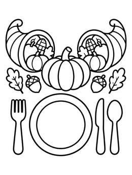 Free printable Harvest Feast Table Placemat coloring page