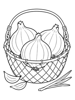 Free printable Harvest Onions In A Wire Basket coloring page