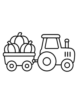 Free printable Tractor Pulling Wagon Of Pumpkins coloring page