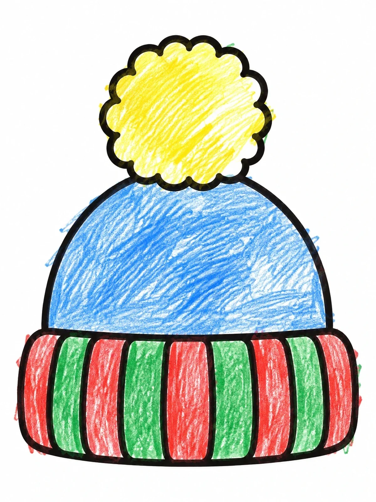 Colored example of the Cozy Winter Beanie With Pom Pom coloring page