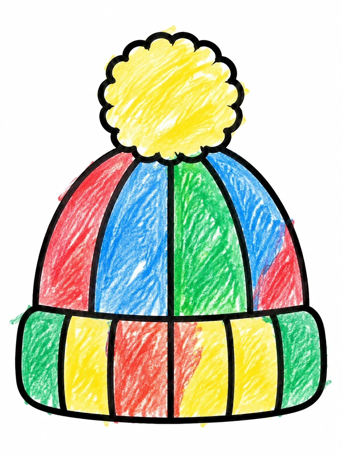 Colored example of the Cozy Winter Beanie With Pompom coloring page