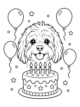 Free printable Happy Havanese Birthday Party coloring page