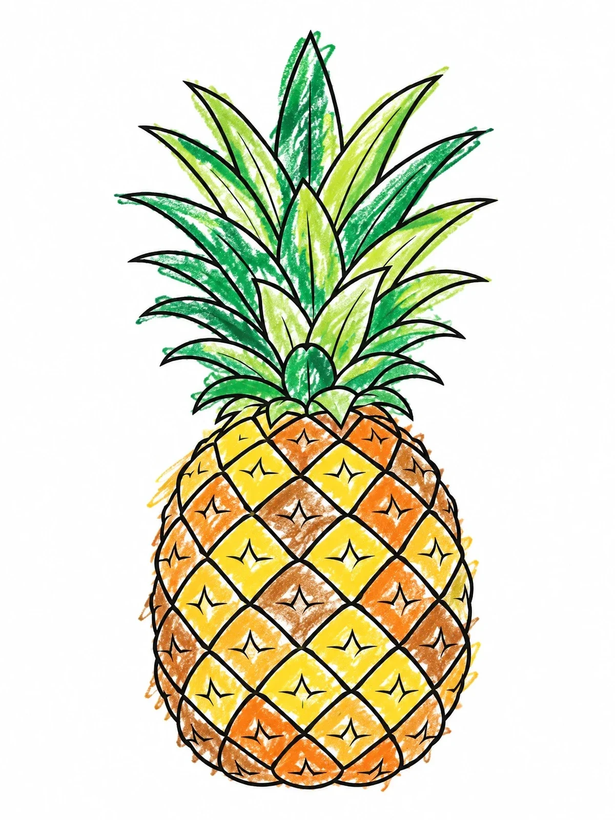 Colored example of the Fresh Tropical Pineapple Fruit coloring page