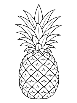 Free printable Fresh Tropical Pineapple Fruit coloring page
