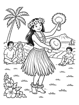 Free printable Hula Dancer Performing Outdoors coloring page