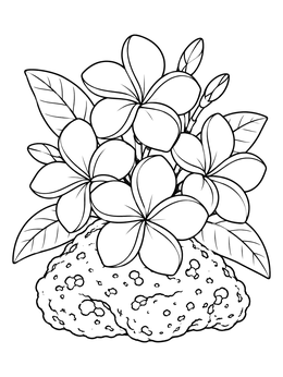 Free printable Plumeria Flowers On Lava Rock coloring page
