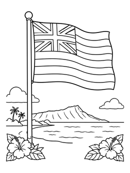 Free printable Hawaiian State Flag By Diamond Head coloring page