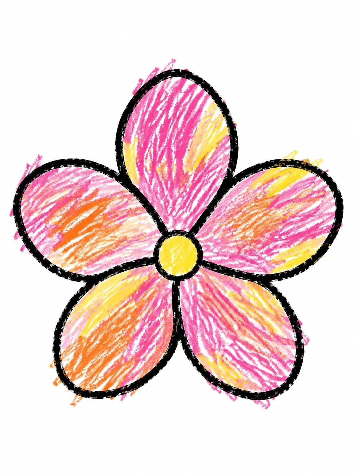 Colored example of the Simple Five Petal Flower coloring page