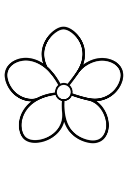 A bold hawaiian flowers coloring page featuring a simple five-petal blossom.