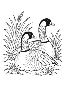 Free printable Hawaiian Nene Geese In Grass coloring page
