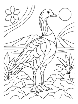 Free printable Hawaiian Nene Goose On Volcanic Rocks coloring page