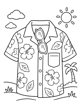 Free printable Hawaiian Shirt With Folded Sunglasses coloring page