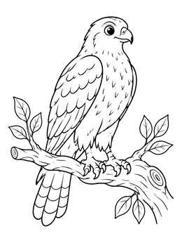 Free printable Hawk Perched On A Tree Branch coloring page