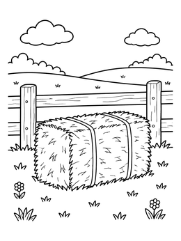 Free printable Hay Bale By The Wooden Fence coloring page