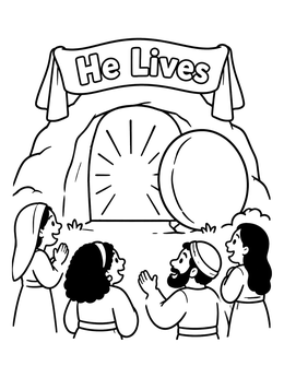Free printable Empty Tomb He Lives Celebration coloring page