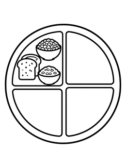 Free printable Healthy Food Plate Grains Section coloring page