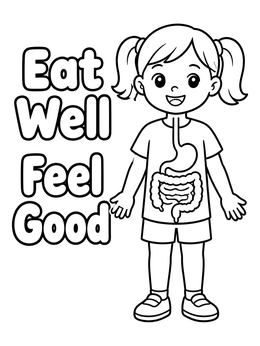 Free printable Healthy Girl Digestive System coloring page