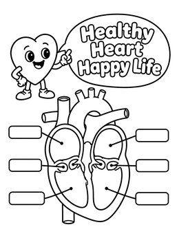 Free printable Healthy Heart Anatomy With Labels coloring page