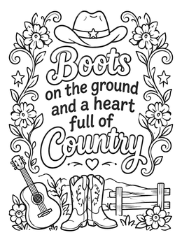 Free printable Heart Full Of Country Quote coloring page
