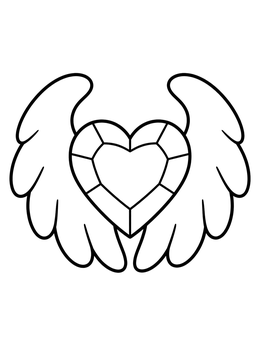 Free printable Heart Gem With Angel Wings coloring page