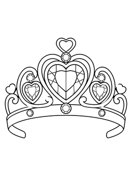 Free printable Heart Gem Princess Tiara coloring page