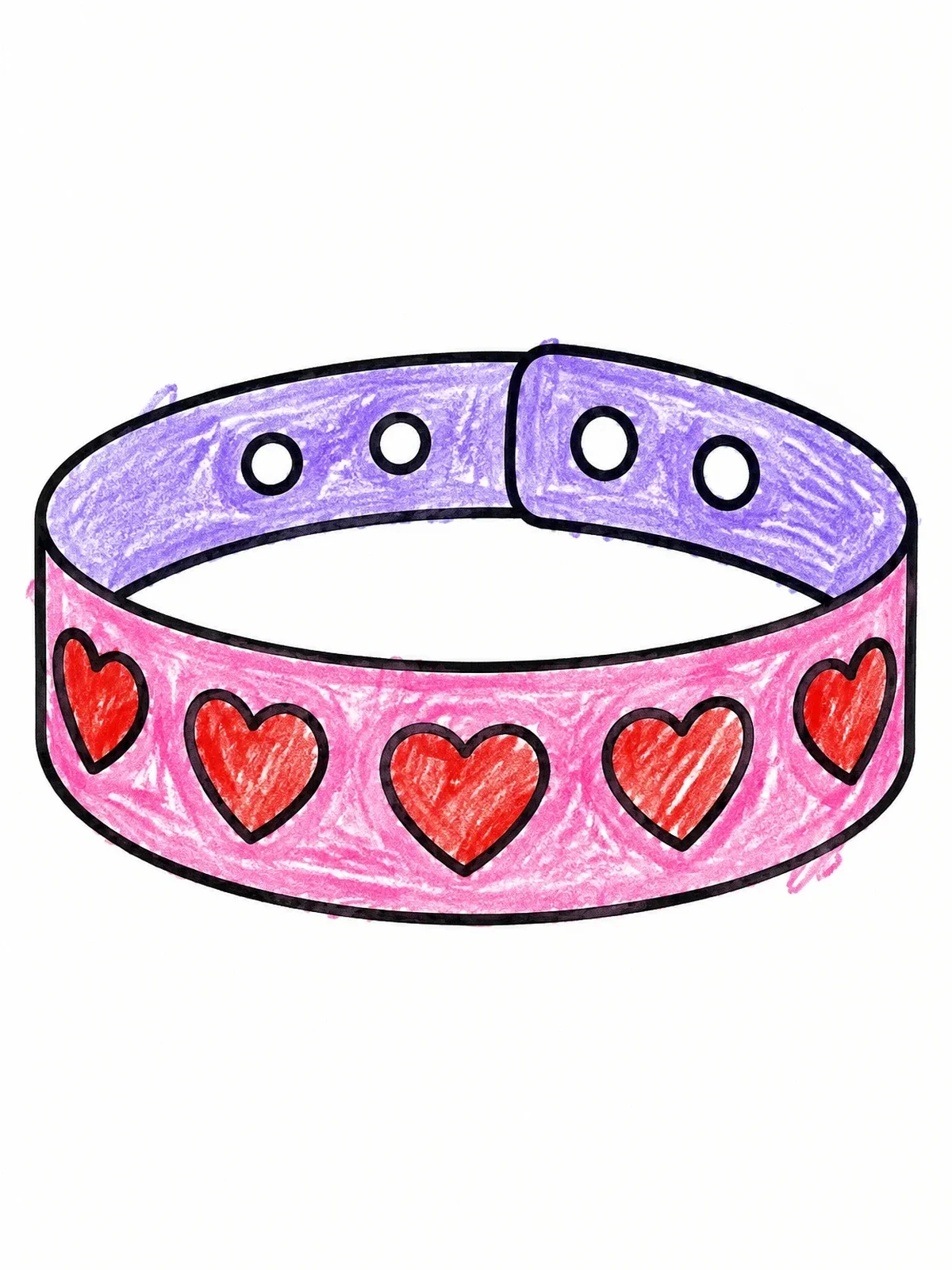 Colored example of the Heart Pattern Wristband Bracelet coloring page
