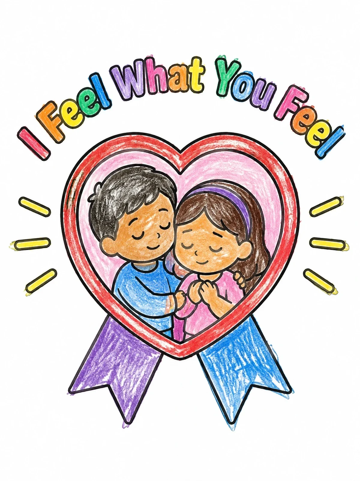 Colored example of the Heart Ribbon Badge Of Empathy coloring page