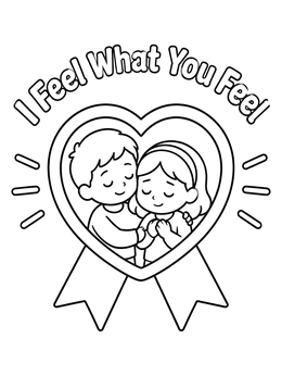Free printable Heart Ribbon Badge Of Empathy coloring page