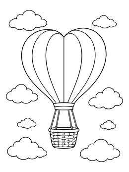 Free printable Heart Shaped Hot Air Balloon coloring page