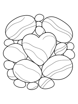 Free printable Heart Shaped River Stone And Smooth Pebbles coloring page