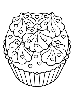 Free printable Heart Sprinkles Valentine Cupcake coloring page