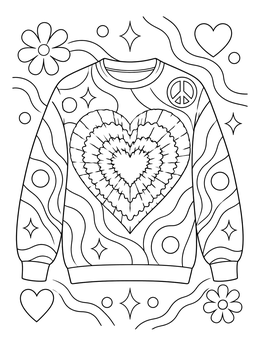 Free printable Heart Tie Dye Sweatshirt coloring page