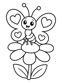 Free printable Cute Butterfly On A Daisy coloring page