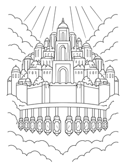 Free printable Celestial City With Jeweled Foundations coloring page