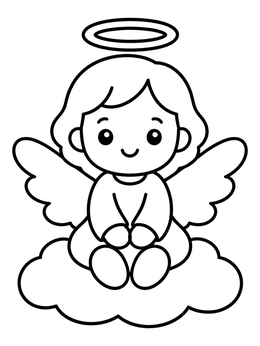 Free printable Cute Angel Sitting On A Cloud coloring page