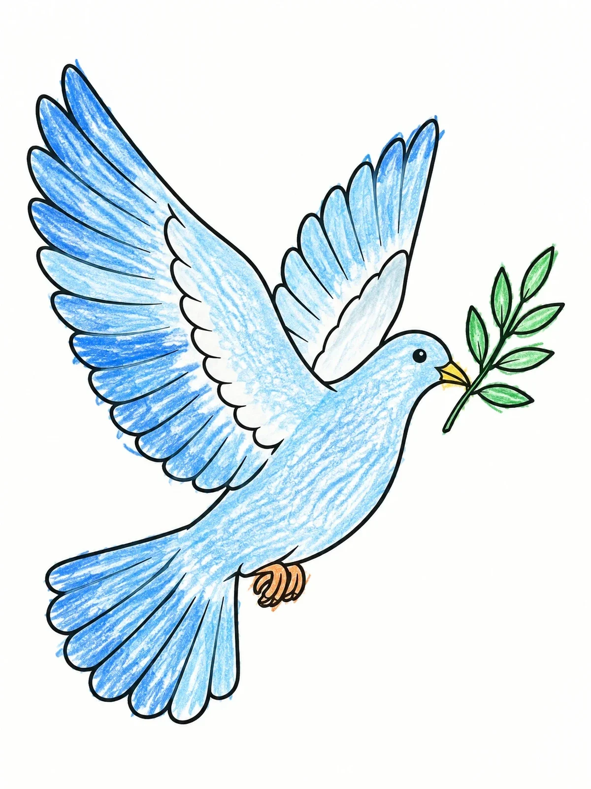 Colored example of the Dove Of Peace With Olive Branch coloring page